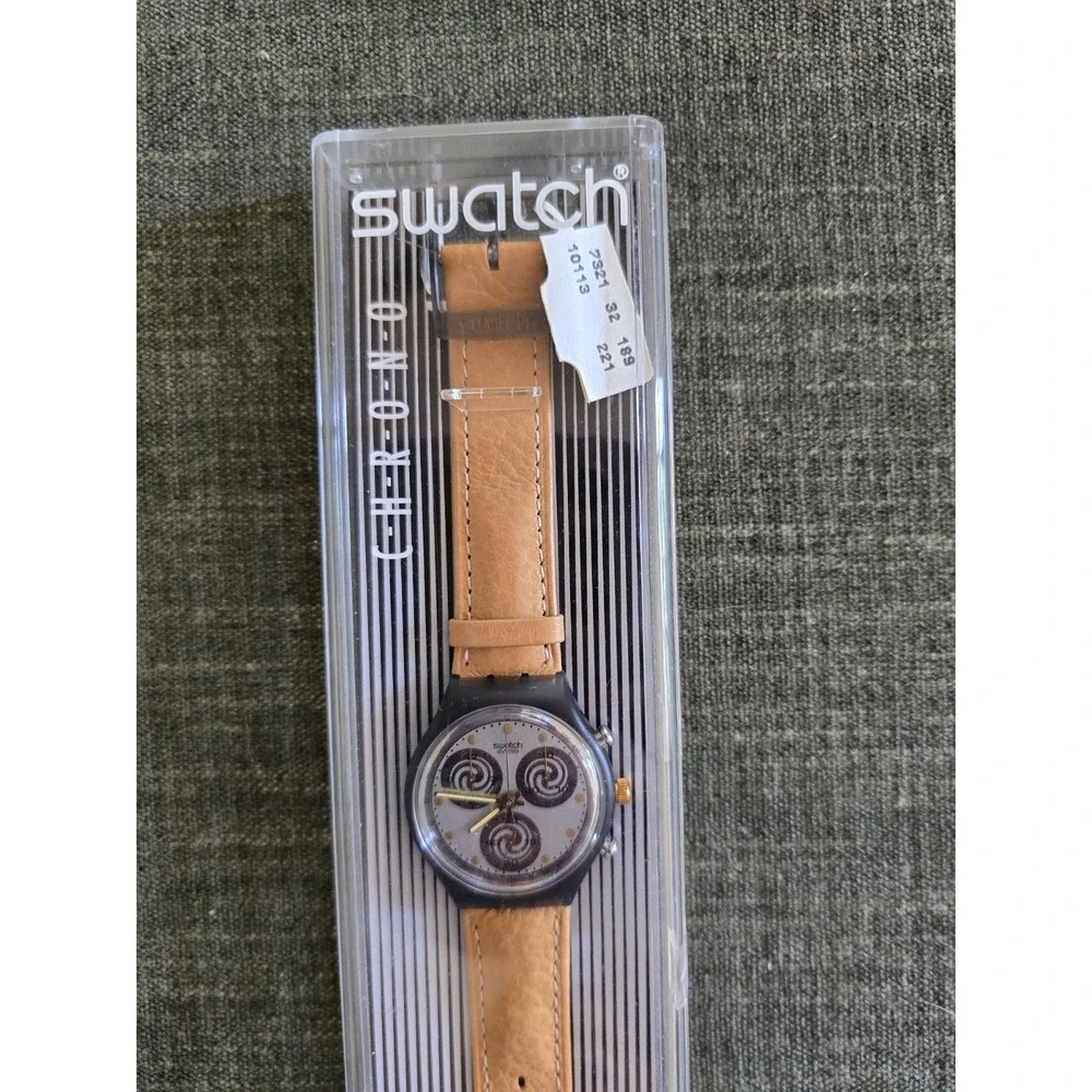 Swatch Chrono Leather Watch Tan Swatch Swiss Made Vintage Watch Dead Stock